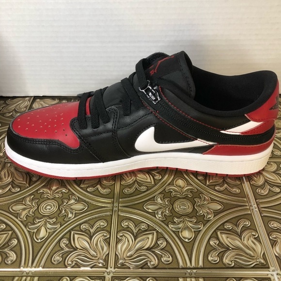 NIKE AIR JORDAN 1 LOW FLYEASE (GS) Jordan Black and Red Sneakers Men’s size 8 - Picture 8 of 16